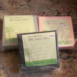 Eco-Friendly TPE Yoga Mat Set - Black, Pink, Green